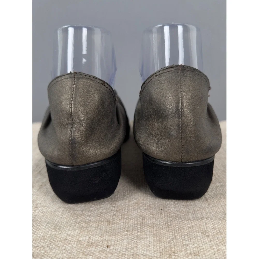 Eileen Fisher Womens Metallic Bronze Leather Wedge Loafers‎ Shoes Size 9
